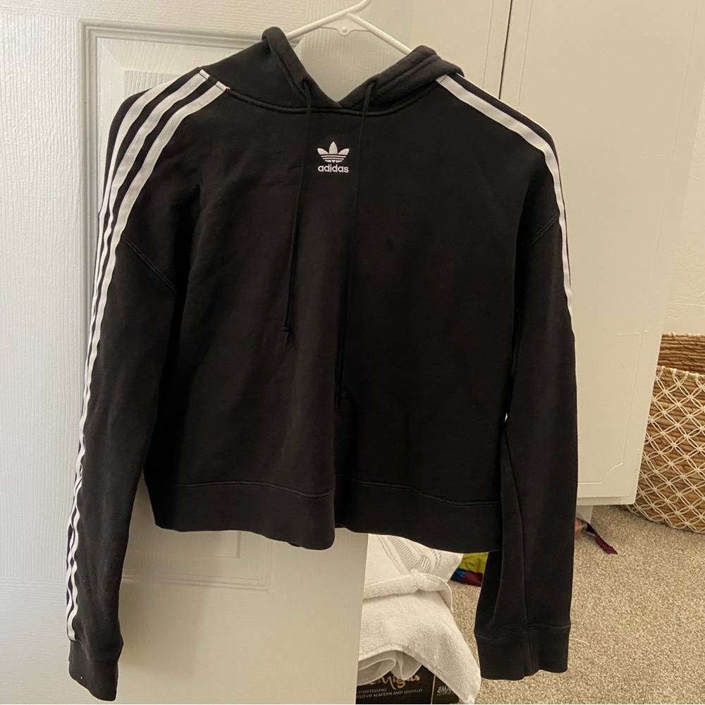 Black Adidas cropped hoodie